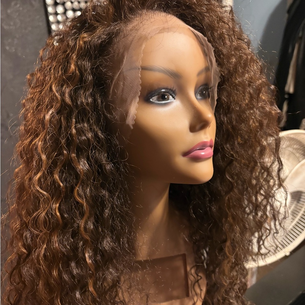 Voluminous Curly Lace Front Wig in Rich Brown
